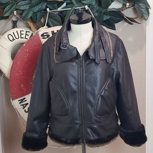 Pasha & Jo Reversible Faux Leather/Fur Moto JKT